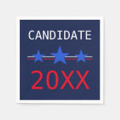 Serviette En Papier Élections 2024 Coutume Rouge Et Étoiles Bleues (Devant)