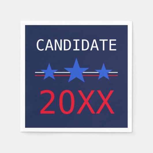 Serviette En Papier Élections 2024 Coutume Rouge Et Étoiles Bleues (Devant)