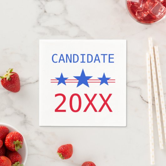 Serviette En Papier Élections 2024 Coutume Rouge Et Étoiles Bleues (En situation)
