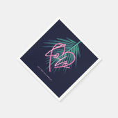 Serviette En Papier Electric Love Neon Pink Heart & Tropical Palm Leaf (Coin)