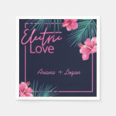 Serviette En Papier Electric Love Neon rose Tropical Mariage rétro (Devant)