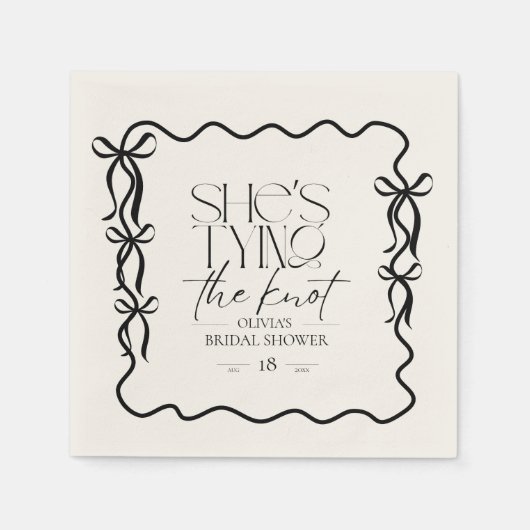 Serviette En Papier Elegance Black Bow Bridal Shower (Devant)