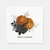 Serviette En Papier Élégance chic orange et Mariage gothique noir (Devant)