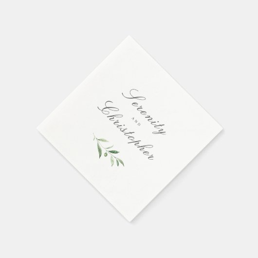 Serviette En Papier Élégance Classique Script Simple Mariage de verdur (Coin)