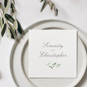 Serviette En Papier Élégance Classique Script Simple Mariage de verdur