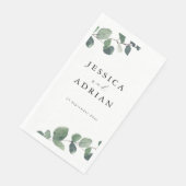 Serviette En Papier Élégance de mariage vert feuillu (Coin)