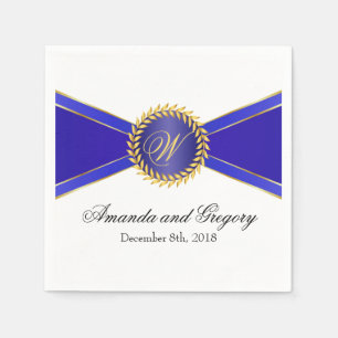 Serviette En Papier Élégance de monogramme bleu royal
