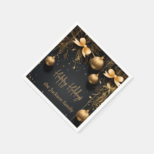 Serviette En Papier Elégance de Noël d'or - serviettes personnalisable (Coin)