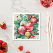 Serviette En Papier Élégance de Noël en aquarelle (En situation)