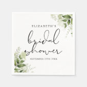 Serviette En Papier Élégance de verdure rustique mariage script (Devant)