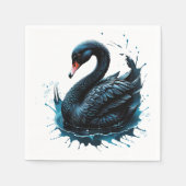 Serviette En Papier Élégance en mouvement, cygne noir (Devant)