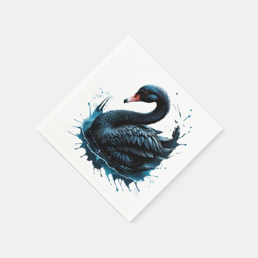 Serviette En Papier Élégance en mouvement, cygne noir (Coin)