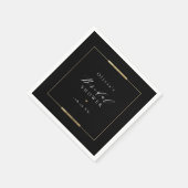 Serviette En Papier Élégance encadrée Noir Simple Mariage Moderne (Coin)