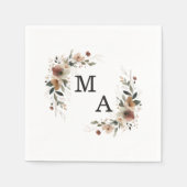 Serviette En Papier Élégance Ethérée Floral Wreath Mariage Monogramme (Devant)