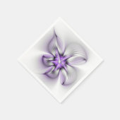 Serviette En Papier Élégance florale Art Abstrait Violet Fractal moder (Coin)