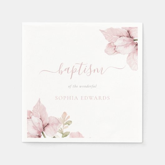 Serviette En Papier Élégance florale brillante Baptême (Devant)