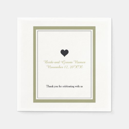 Serviette En Papier Élégance Gold Border (Devant)