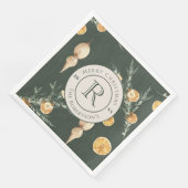 Serviette En Papier Élégance hivernale festive : aquarelle Monogrammé (Coin)