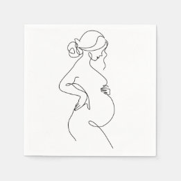 Serviette En Papier Élégance maternelle : Art linéaire de femmes encei