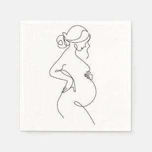 Serviette En Papier Élégance maternelle : Art linéaire de femmes encei