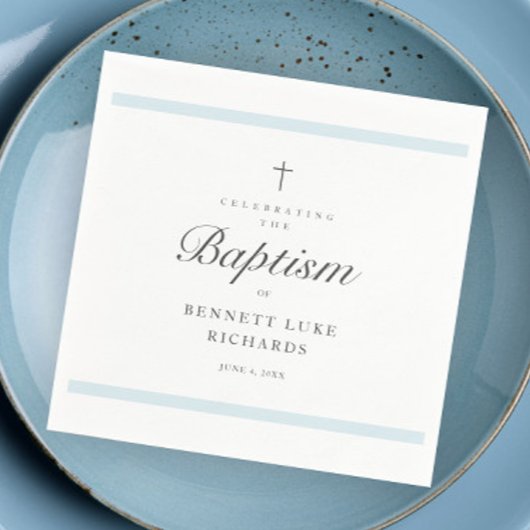Serviette En Papier Élégance Moderne Baptême Garçon