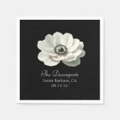 Serviette En Papier Élégance Moderne Luxe Fleur Mariage Noir & Blanc (Devant)