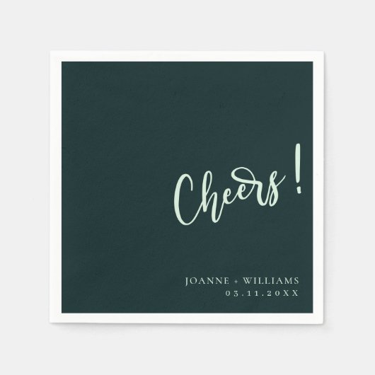 Serviette En Papier Élégance moderne ! Mariage vert foncé (Devant)