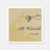 Serviette En Papier Elégance Peacock avec un Monogramme Art Déco (Devant)