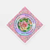 Serviette En Papier Elégance Rose rose et jaune Aquarelle Pastel (Coin)