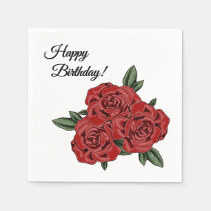 Serviette En Papier Elégance Rose Rouge