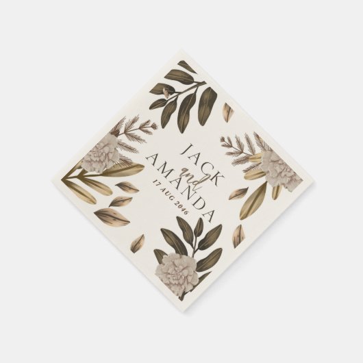 Serviette En Papier Elégance rustique Mariage Floral serviettes (Coin)