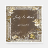 Serviette En Papier Élégance rustique Papier rose blanc serviettes (Devant)