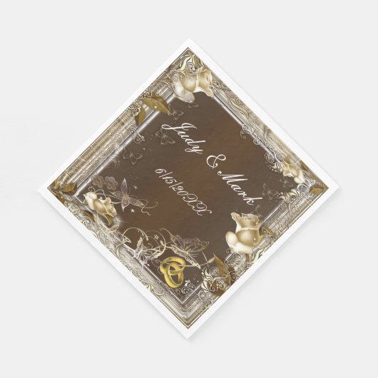 Serviette En Papier Élégance rustique Papier rose blanc serviettes (Coin)