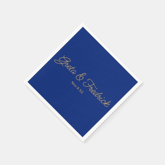 Serviette En Papier Élégance simple intemporelle Royal Blue Gold Scrip (Coin)