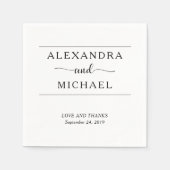 Serviette En Papier Élégance simple | Mariage noir et blanc minimal (Devant)