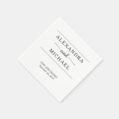 Serviette En Papier Élégance simple | Mariage noir et blanc minimal (Coin)