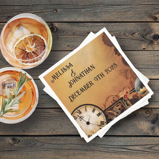 Serviette En Papier Élégance Steampunk Victorienne de Mariage