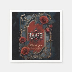 Serviette En Papier Élégance steampunk vintage Roses de l'amour à engr