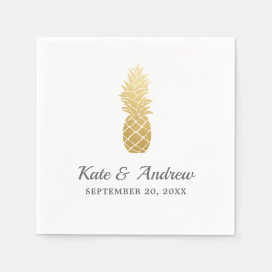 Serviette En Papier Élégance tropicale | Mariage ananas (Devant)