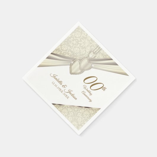 Serviette En Papier Elégant 00ème anniversaire Mariage Design (Coin)