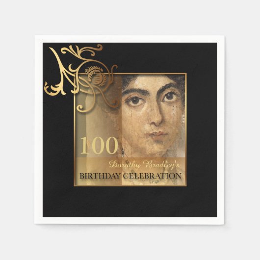 Serviette En Papier Élégant 100e anniversaire de papier photo serviett (Devant)