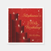 Serviette En Papier Élégant 100ème Anniversaire Bougies Avec Étincelle (Devant)