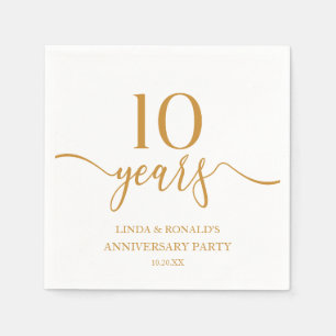 Serviette En Papier Élégant 10e anniversaire de Mariage de Champagne