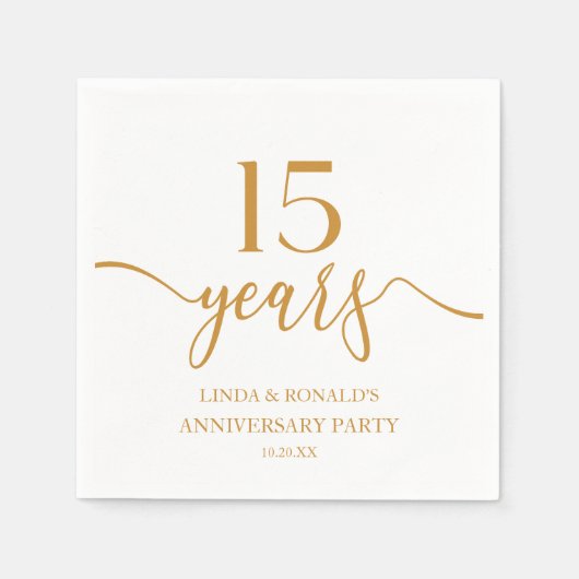 Serviette En Papier Élégant 15e anniversaire de Mariage Champagne (Devant)