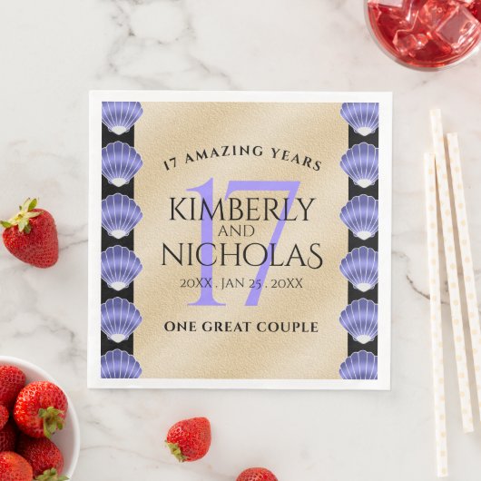 Serviette En Papier Élégant 17ème anniversaire de Mariage des obus (En situation)