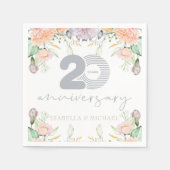 Serviette En Papier Élégant 20e anniversaire de Mariage (Devant)
