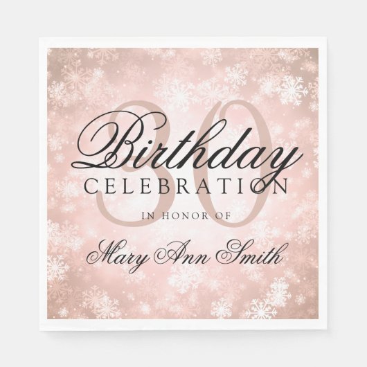 Serviette En Papier Élégant 30e anniversaire Cuivre Hiver Wonderland (Devant)