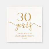 Serviette En Papier Elégant 30e anniversaire de Mariage Champagne (Devant)