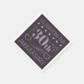 Serviette En Papier Elégant 30ème anniversaire de Mariage violet (Coin)