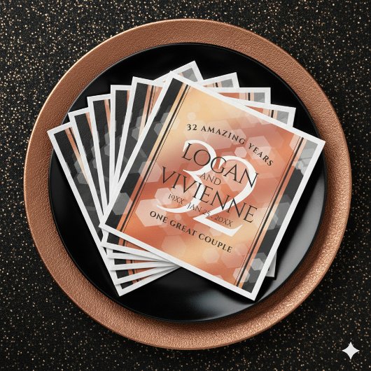 Serviette En Papier Élégant 32ème anniversaire de Mariage de bronze